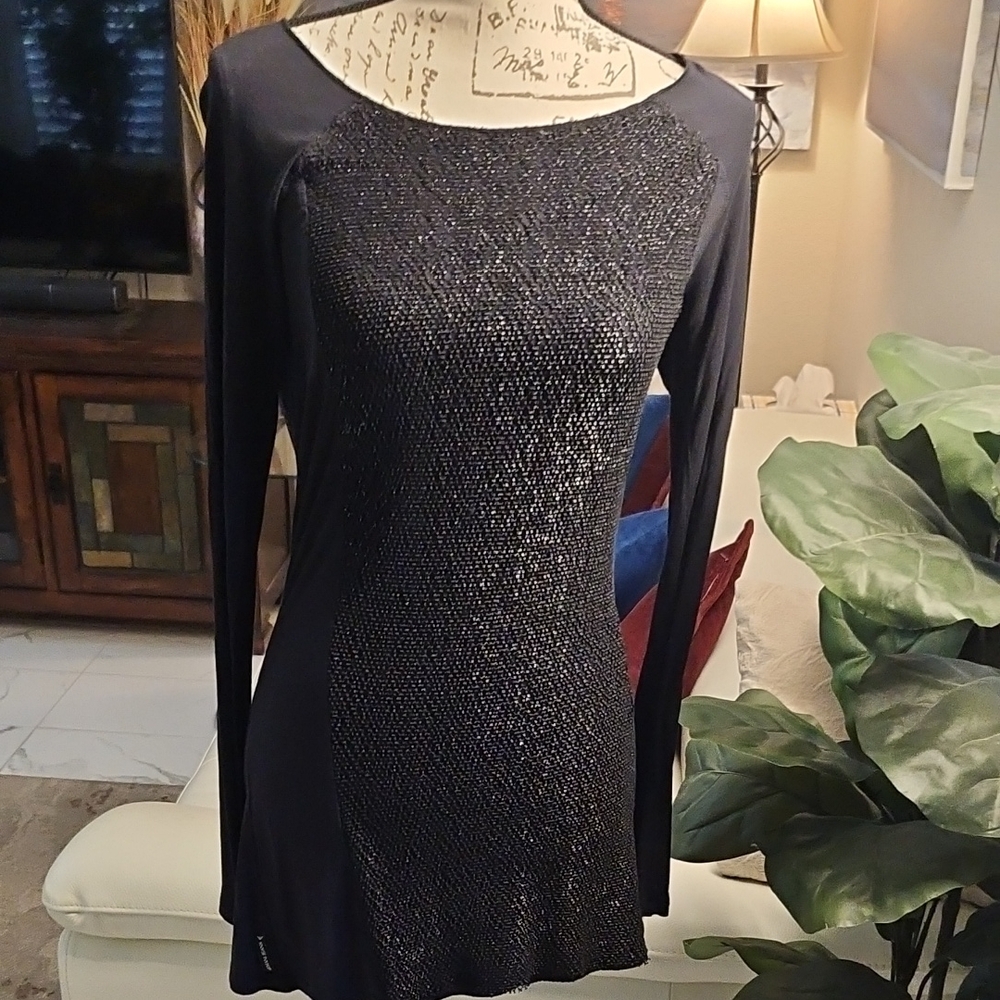 Armani Jeans Black Sheath top with Bateau Neckline